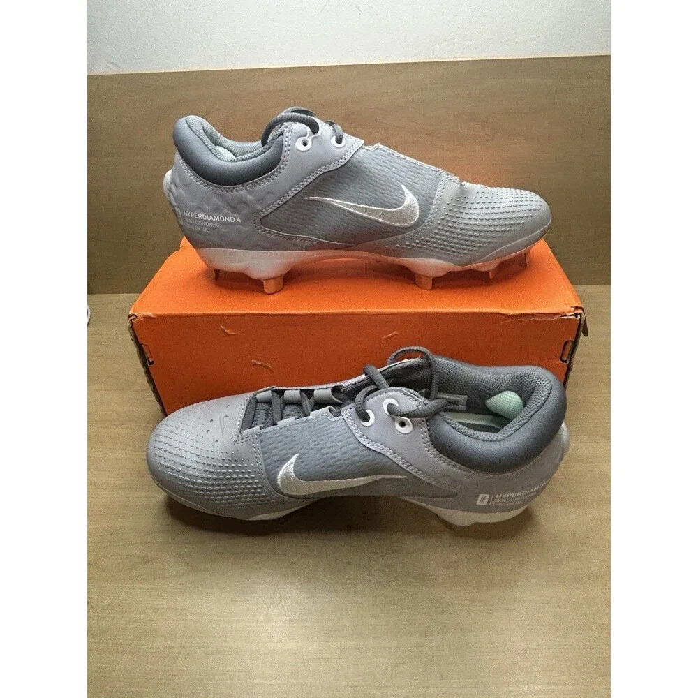 Nike Hyperdiamond 4 React Metal Softball Cleats Gray Women's 7.5